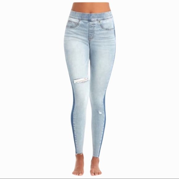 Spanx Distressed Skinny Jeans with Side Stripe - Picture 2 of 6